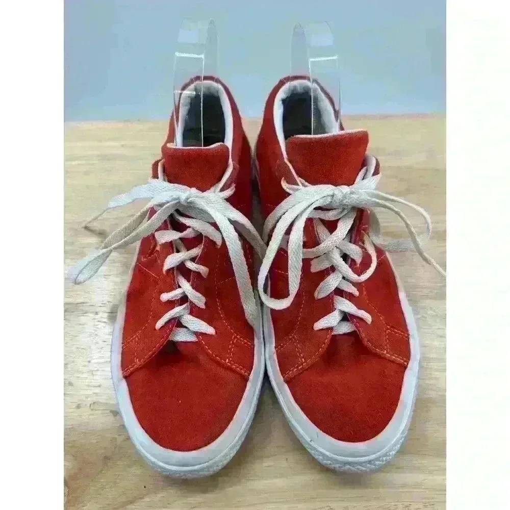 Converse All Star One Star Red & White Suede Low Top Lace-Up Sneakers  Juniors 6